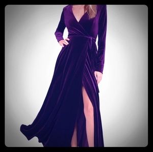 Lulus lovely purple velvet  maxi wrap dress
